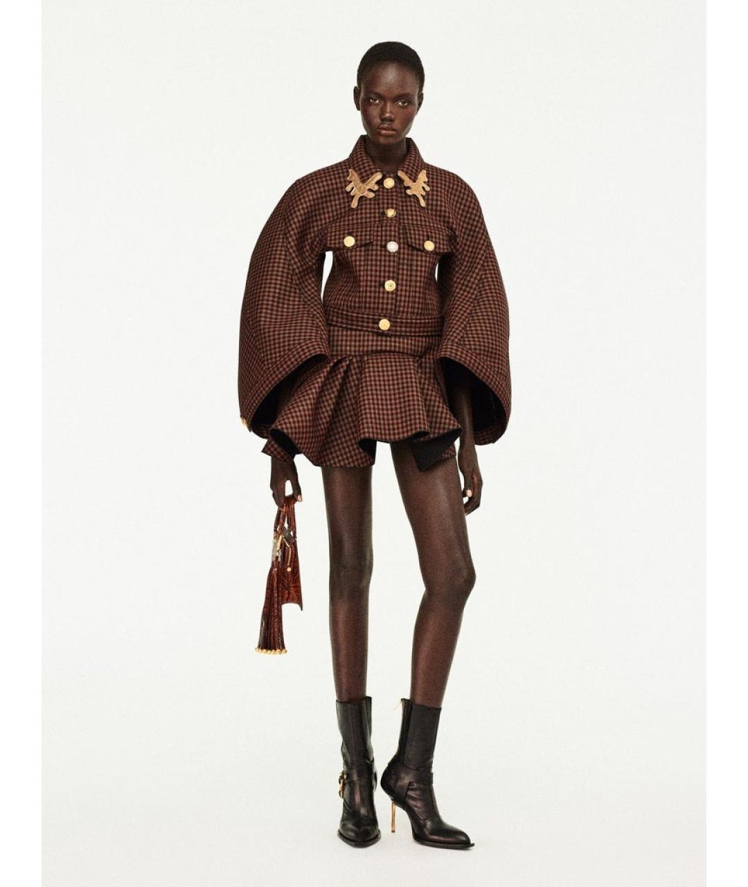 SCHIAPARELLI Коричневая шерстяная юбка мини, фото 3