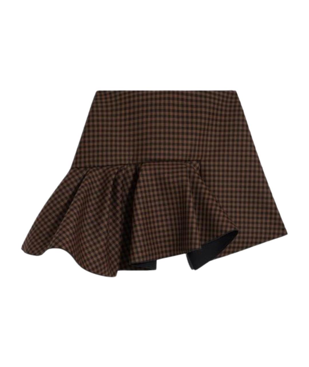 SCHIAPARELLI Коричневая шерстяная юбка мини, фото 1