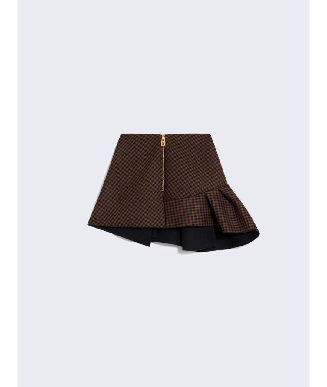 SCHIAPARELLI Коричневая шерстяная юбка мини, фото 2
