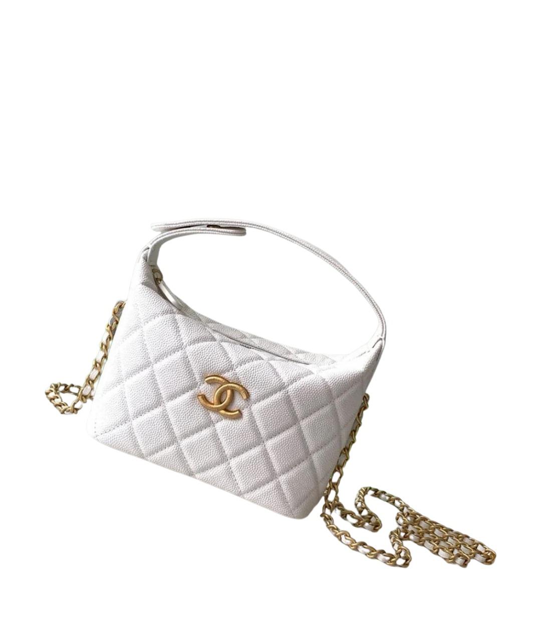 CHANEL Белая кожаная сумка с короткими ручками, фото 2