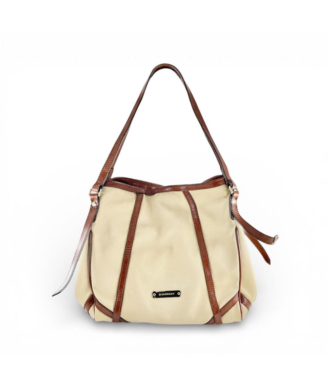 BURBERRY Бежевая тканевая сумка через плечо, фото 8