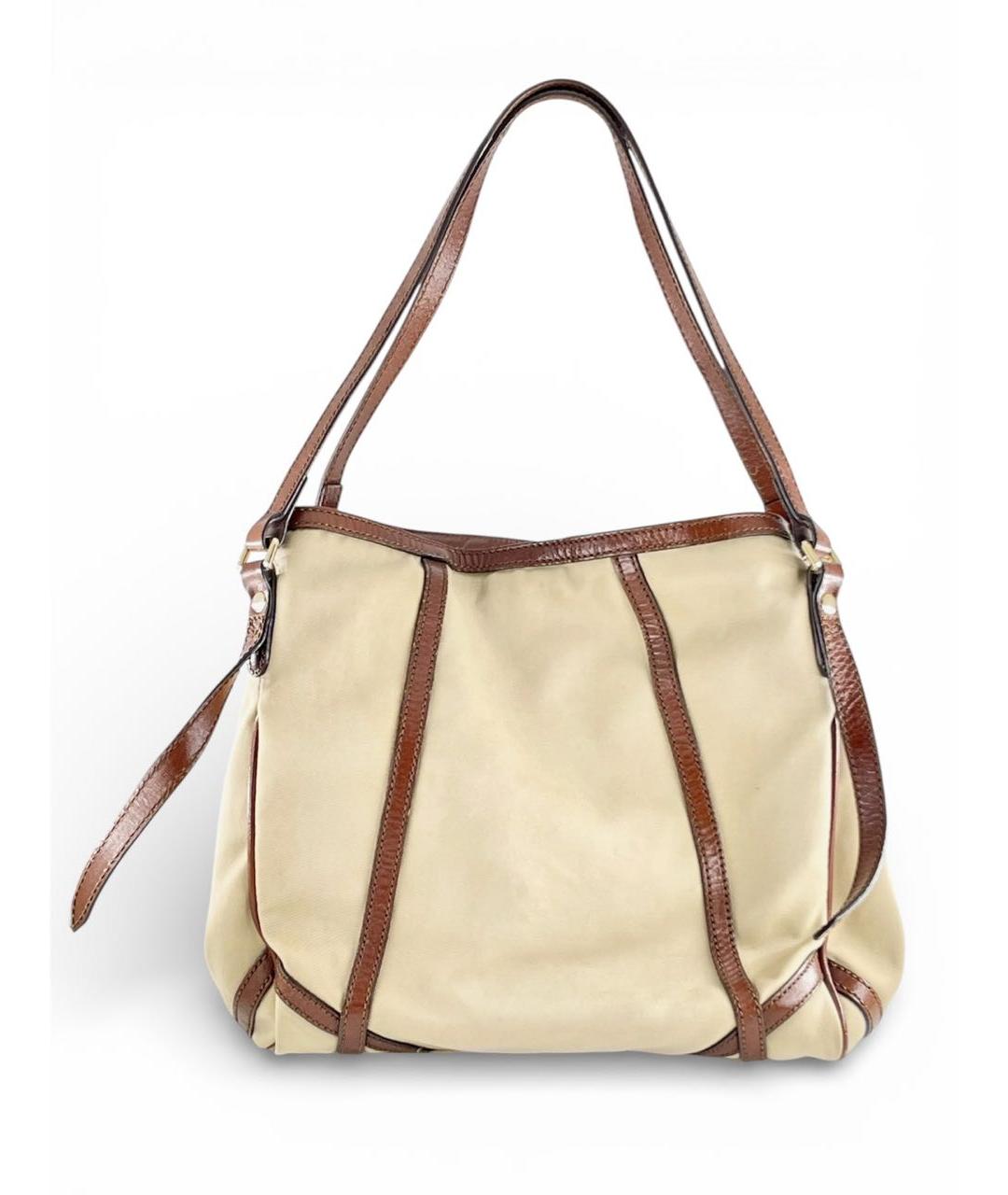 BURBERRY Бежевая тканевая сумка через плечо, фото 2