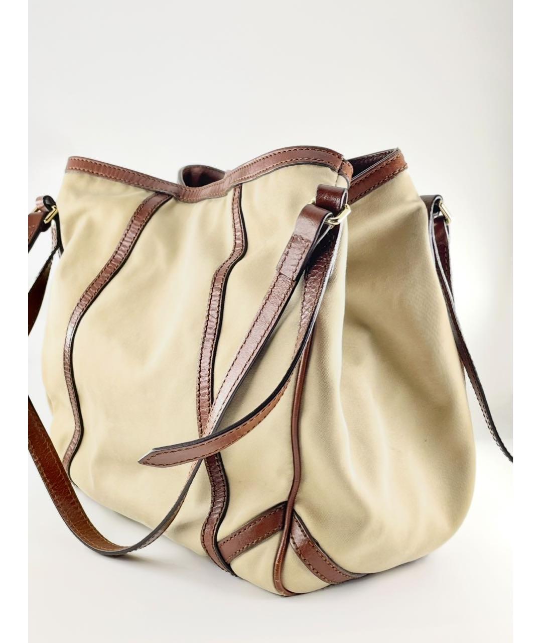 BURBERRY Бежевая тканевая сумка через плечо, фото 5