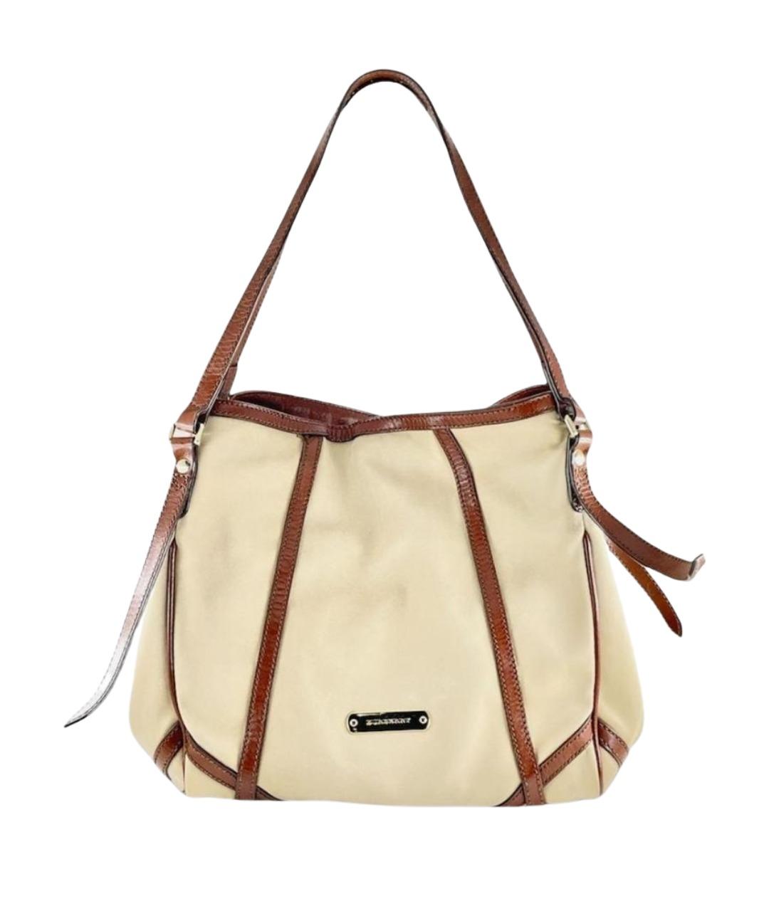 BURBERRY Бежевая тканевая сумка через плечо, фото 1