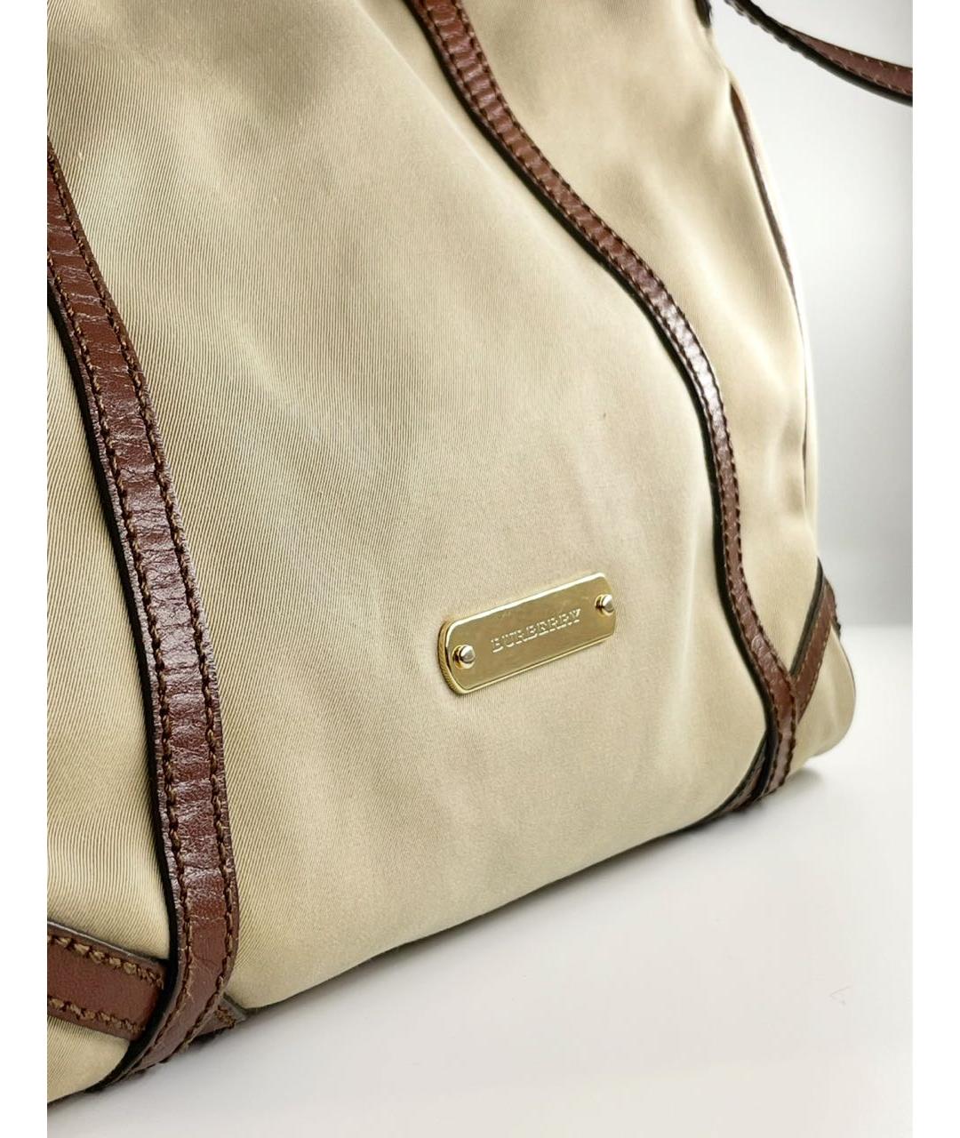 BURBERRY Бежевая тканевая сумка через плечо, фото 4