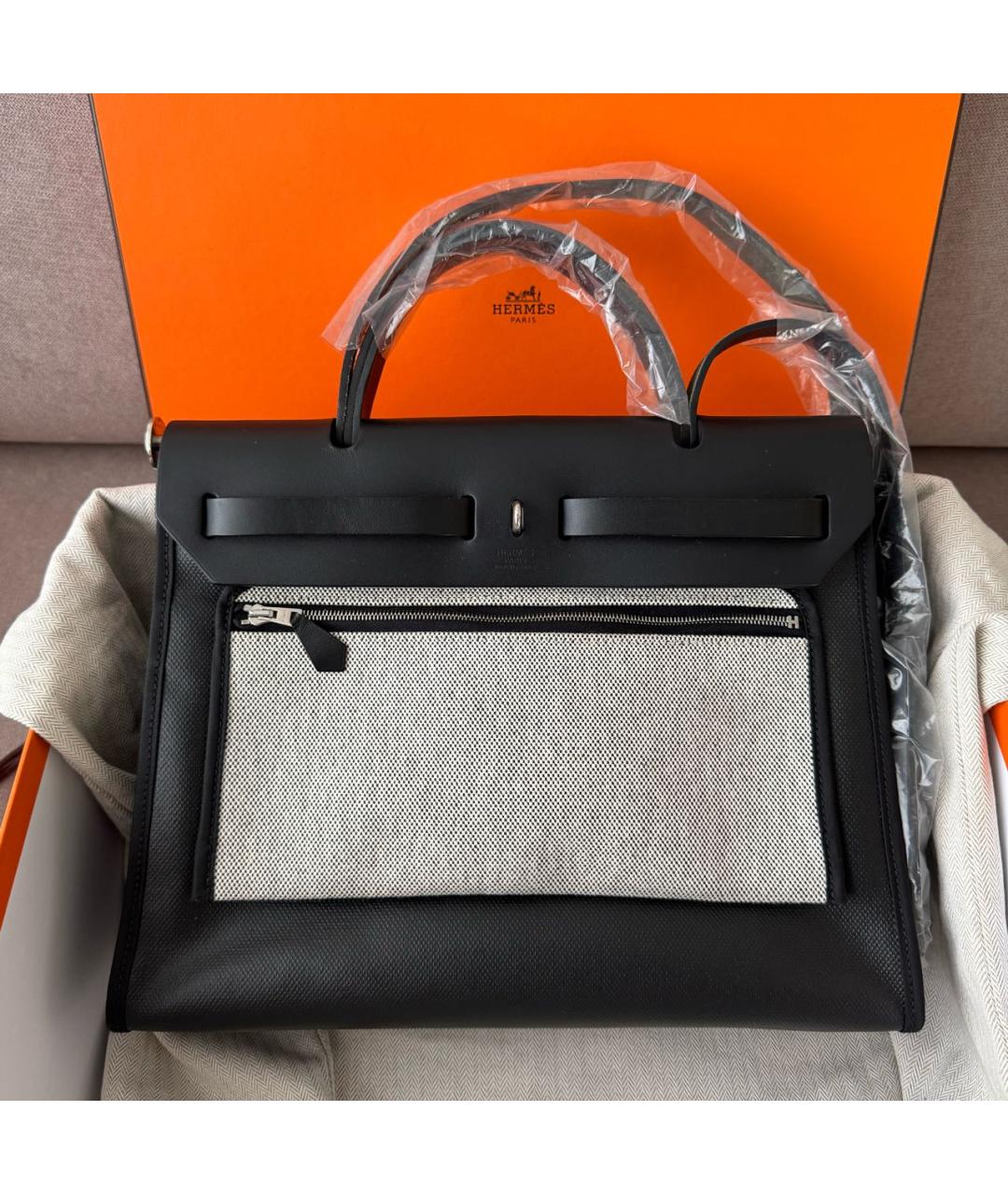 HERMES Черная кожаная сумка через плечо, фото 3