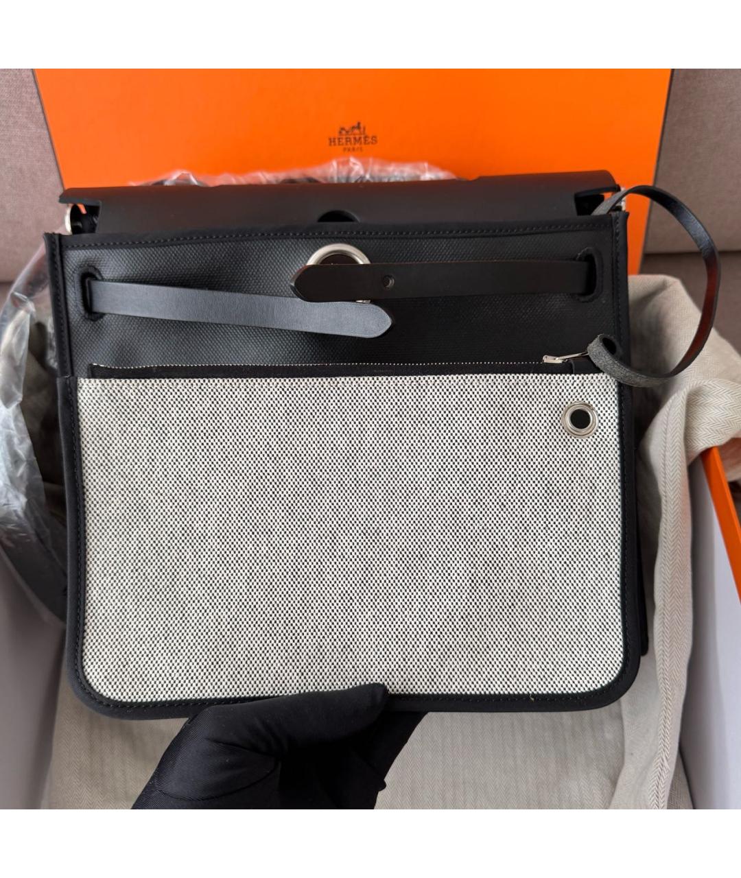 HERMES Черная кожаная сумка через плечо, фото 5