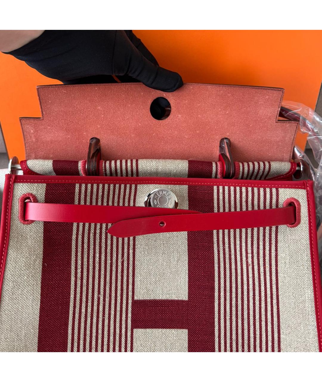 HERMES Красная кожаная сумка через плечо, фото 4