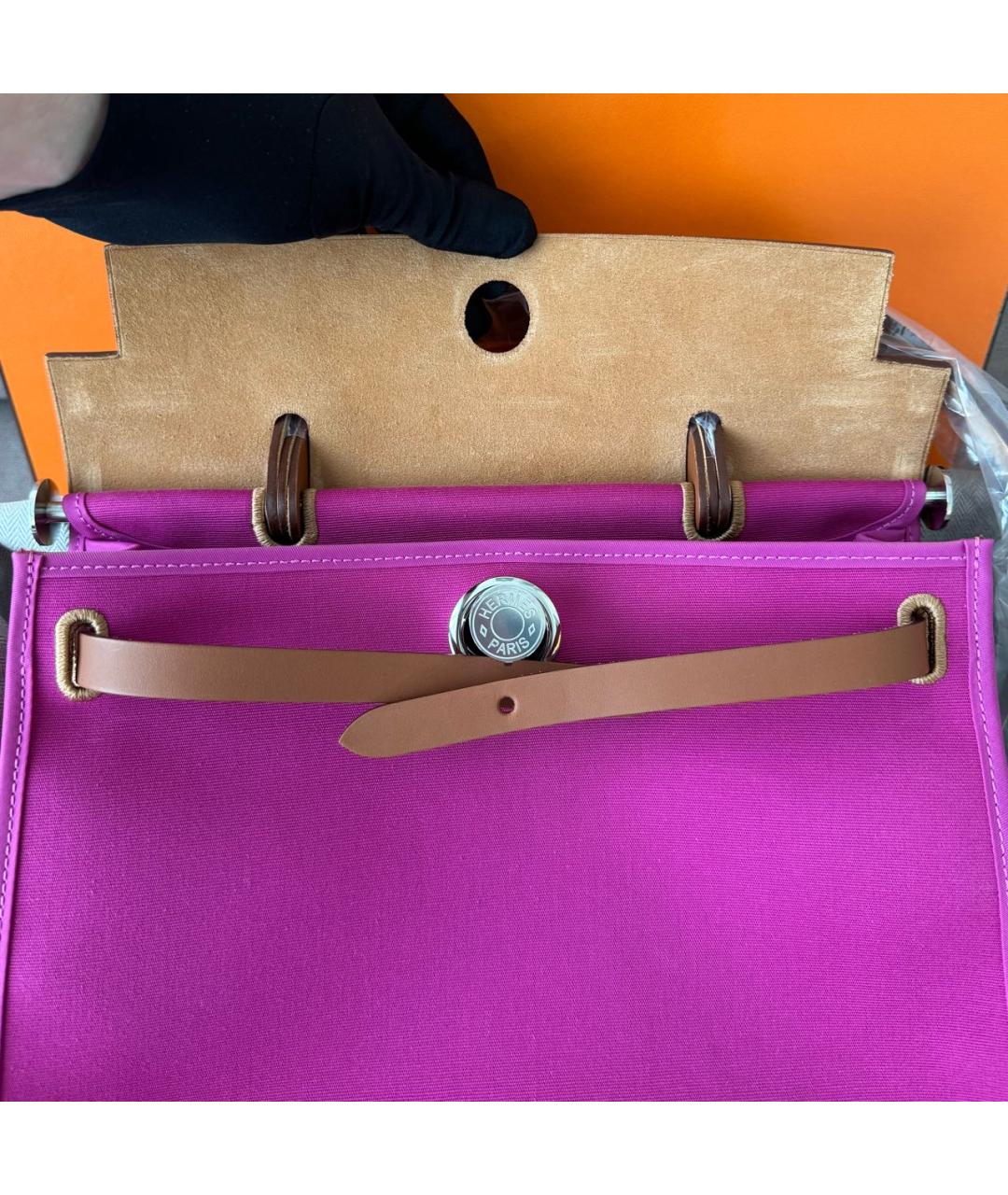 HERMES Фуксия кожаная сумка через плечо, фото 4