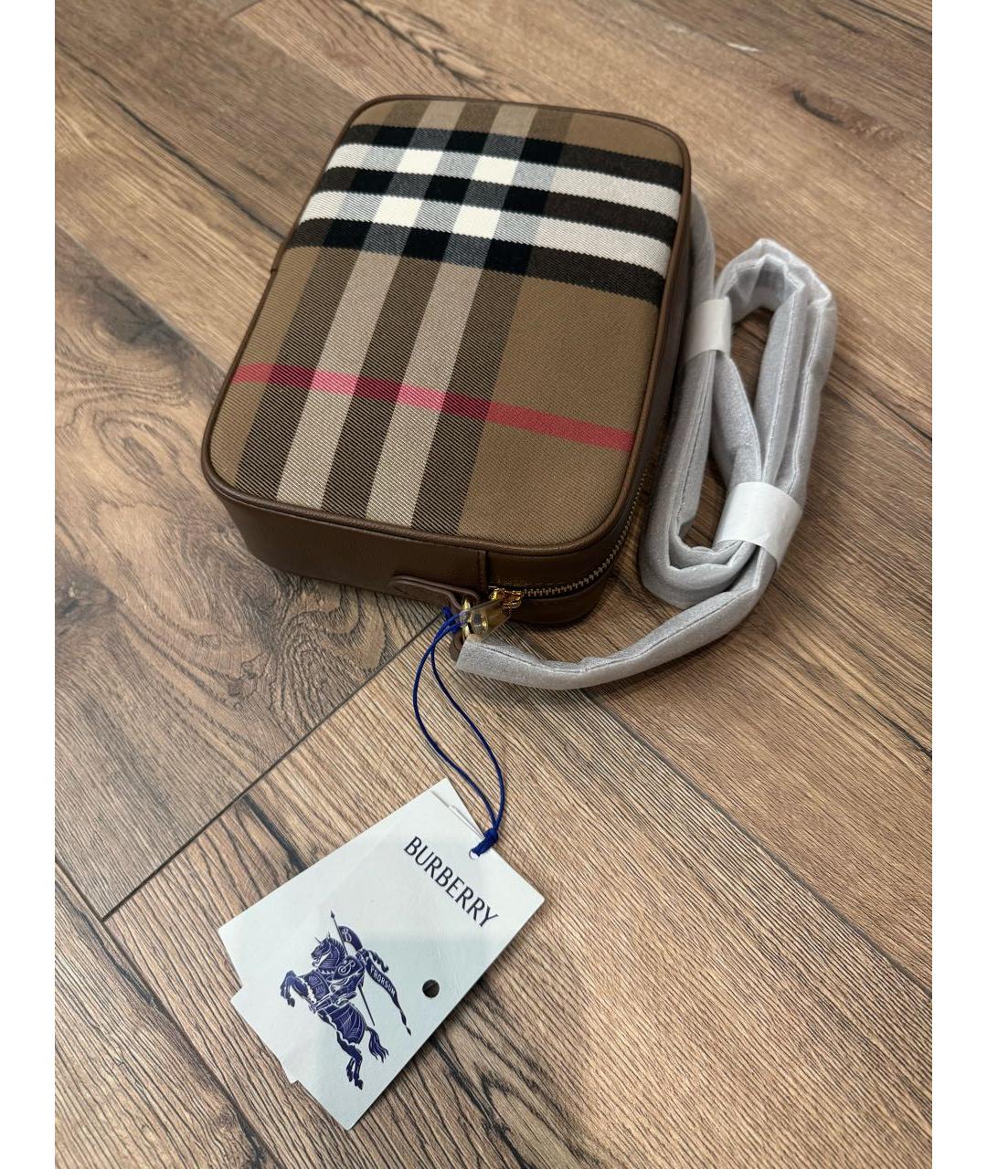 BURBERRY Коричневая тканевая сумка через плечо, фото 2