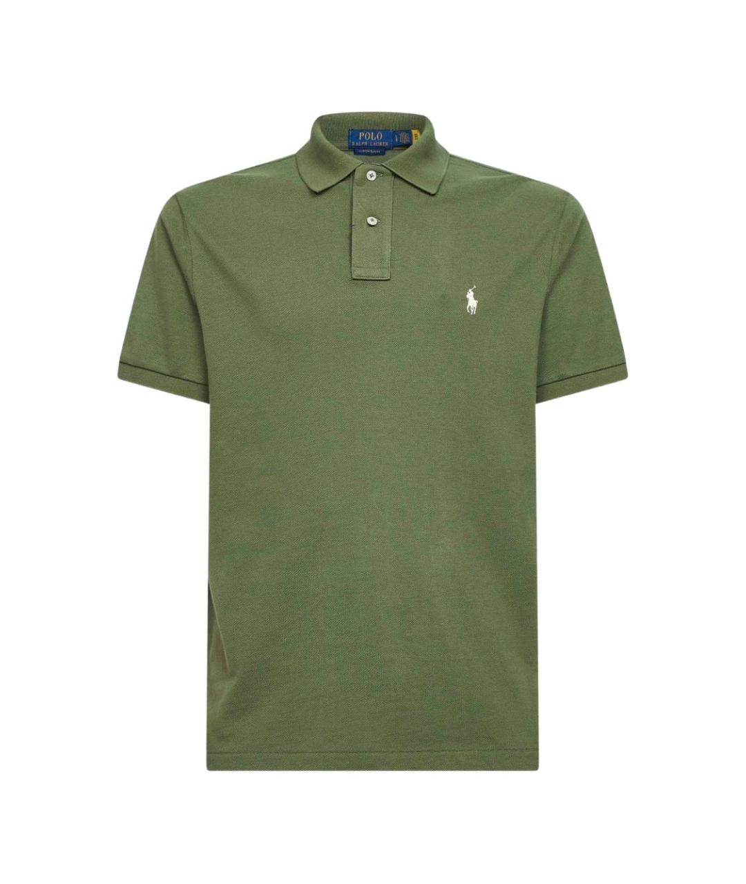 POLO RALPH LAUREN Зеленые хлопковое поло с коротким рукавом, фото 1