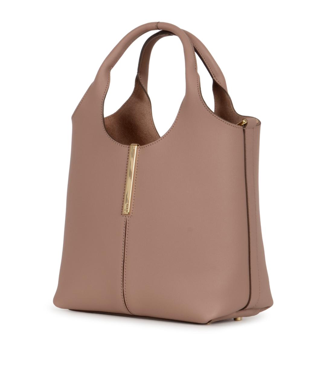 TOD'S Бежевая кожаная сумка тоут, фото 2