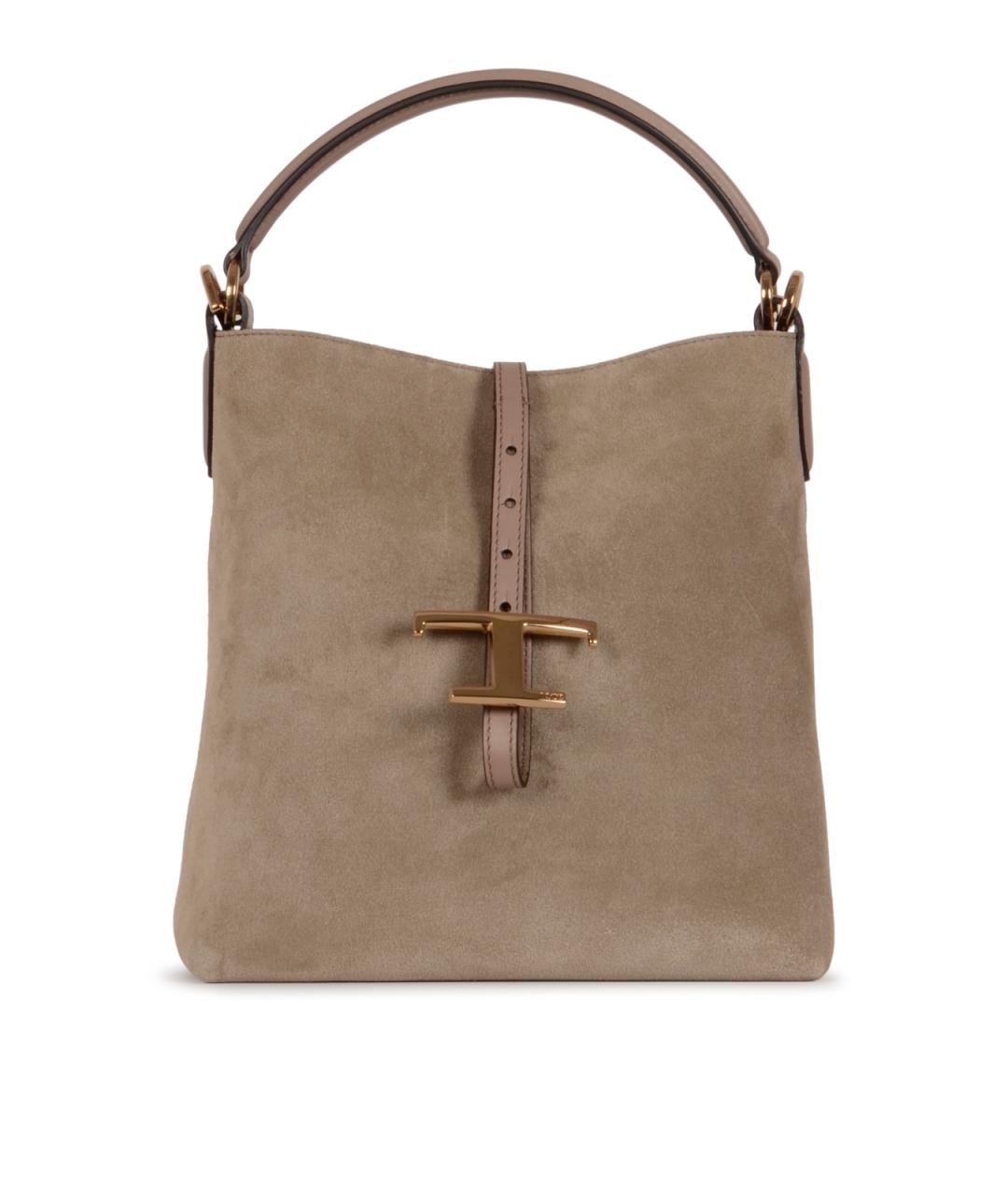 TOD'S Бежевая замшевая сумка тоут, фото 1