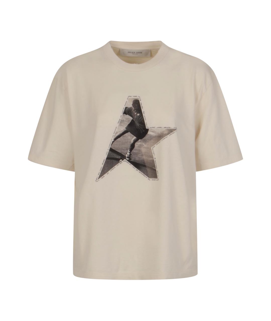 GOLDEN GOOSE DELUXE BRAND Белая хлопковая футболка, фото 1