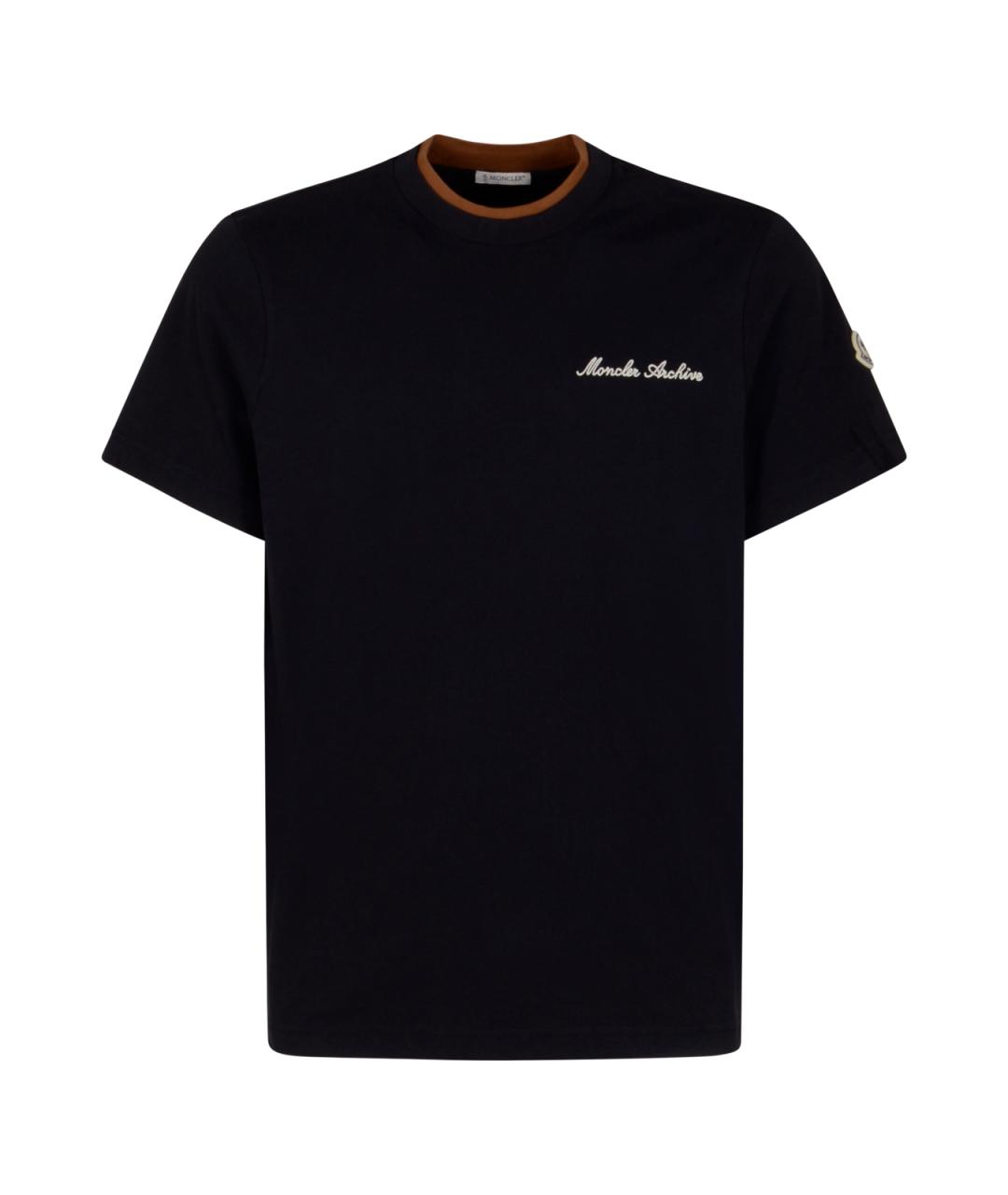 MONCLER Темно-синяя хлопковая футболка, фото 1