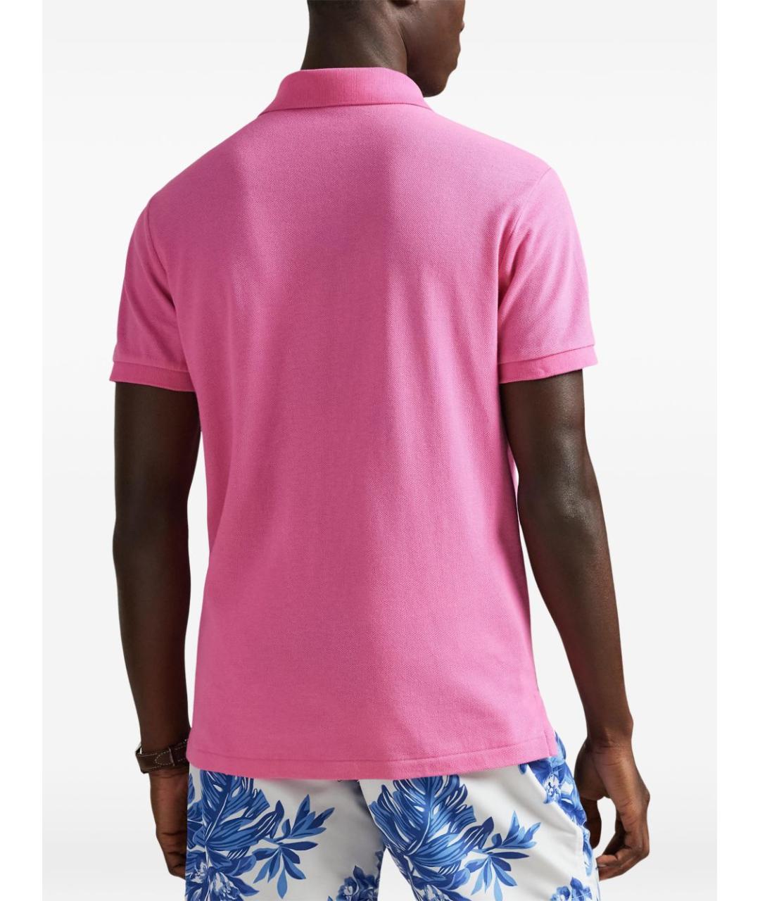 POLO RALPH LAUREN Розовое хлопковое поло с коротким рукавом, фото 3