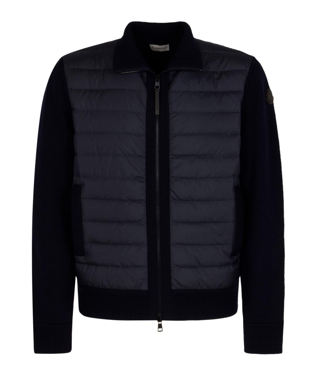 MONCLER Темно-синий шерстяной кардиган, фото 1