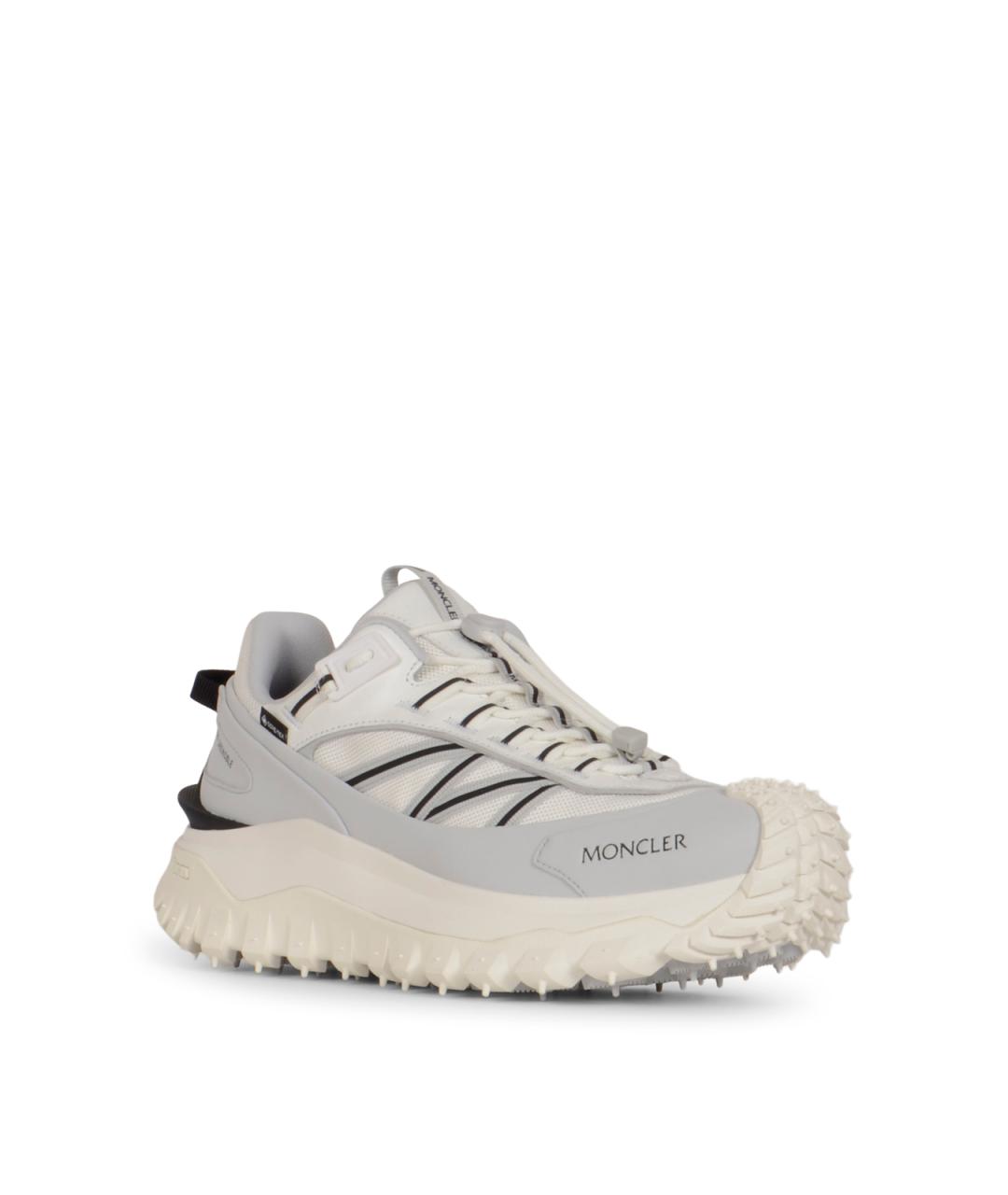 MONCLER Серые кожаные низкие кроссовки / кеды, фото 2