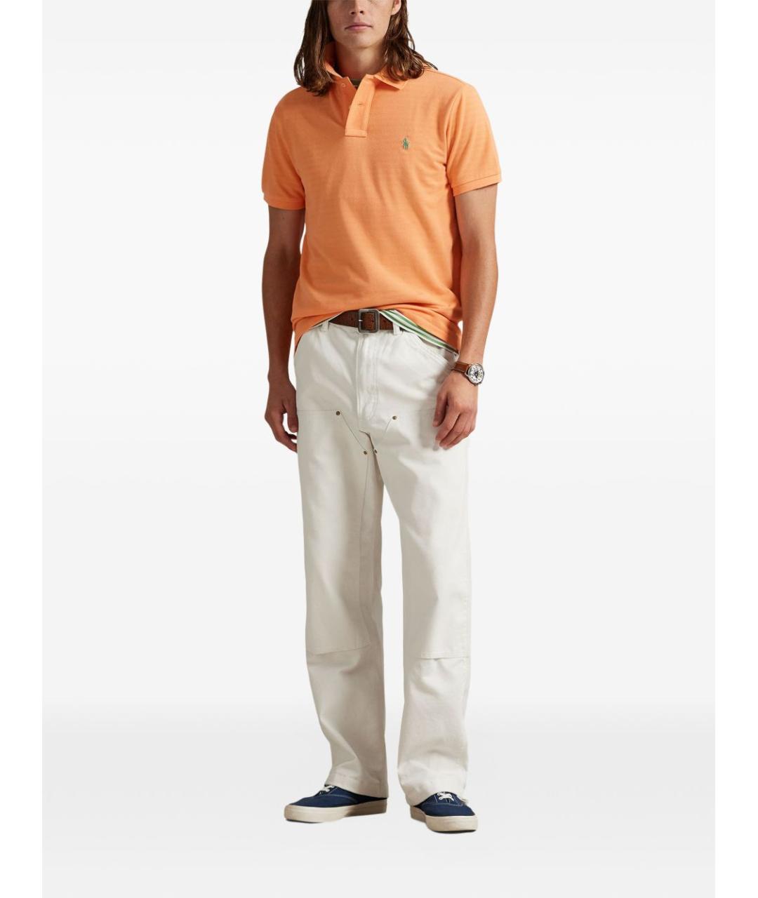POLO RALPH LAUREN Оранжевое хлопковое поло с коротким рукавом, фото 4