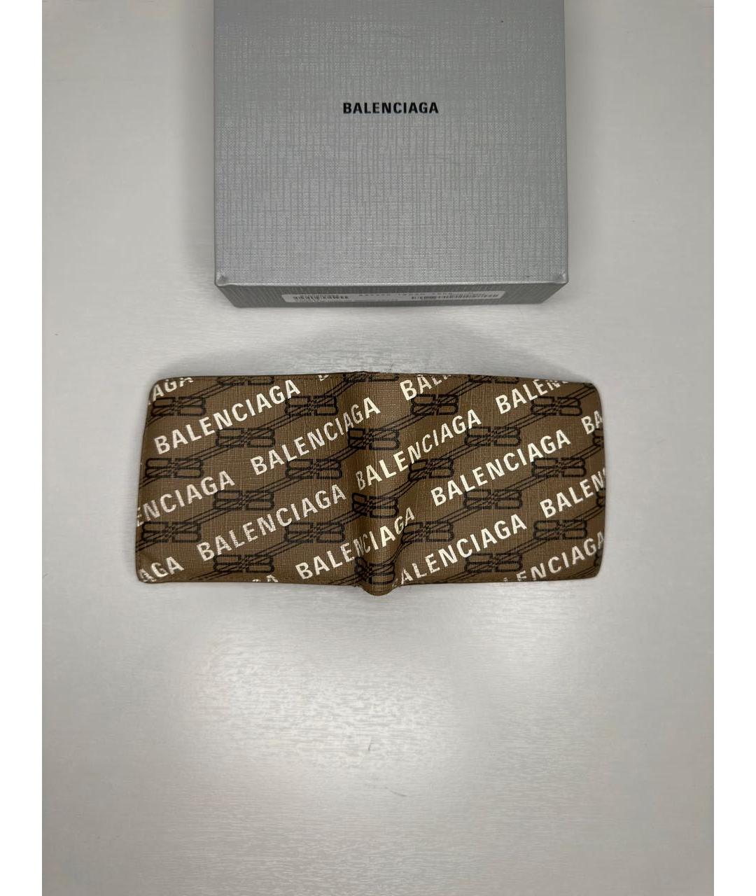 BALENCIAGA Бежевый кожаный кошелек, фото 3