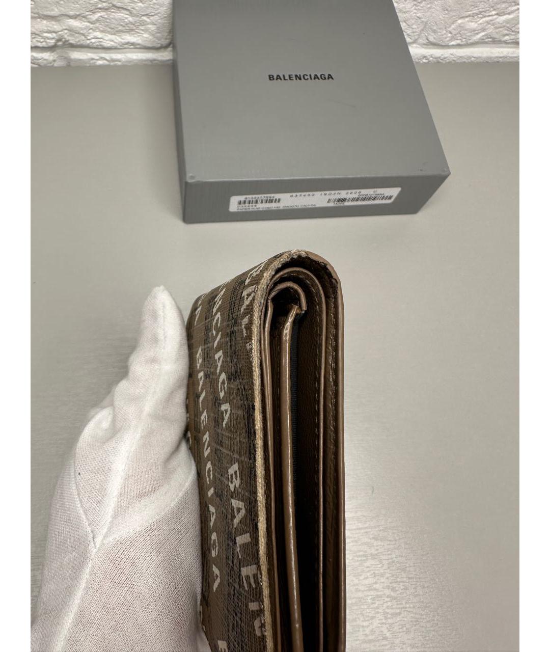 BALENCIAGA Бежевый кожаный кошелек, фото 7