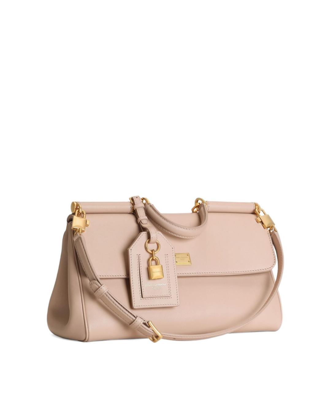 DOLCE&GABBANA Розовая кожаная сумка тоут, фото 3