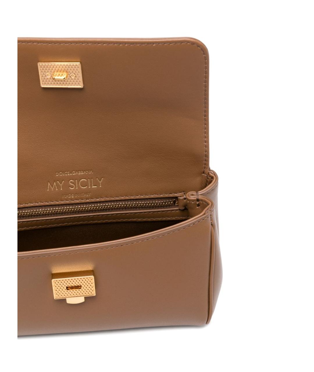 DOLCE&GABBANA Коричневая кожаная сумка тоут, фото 4