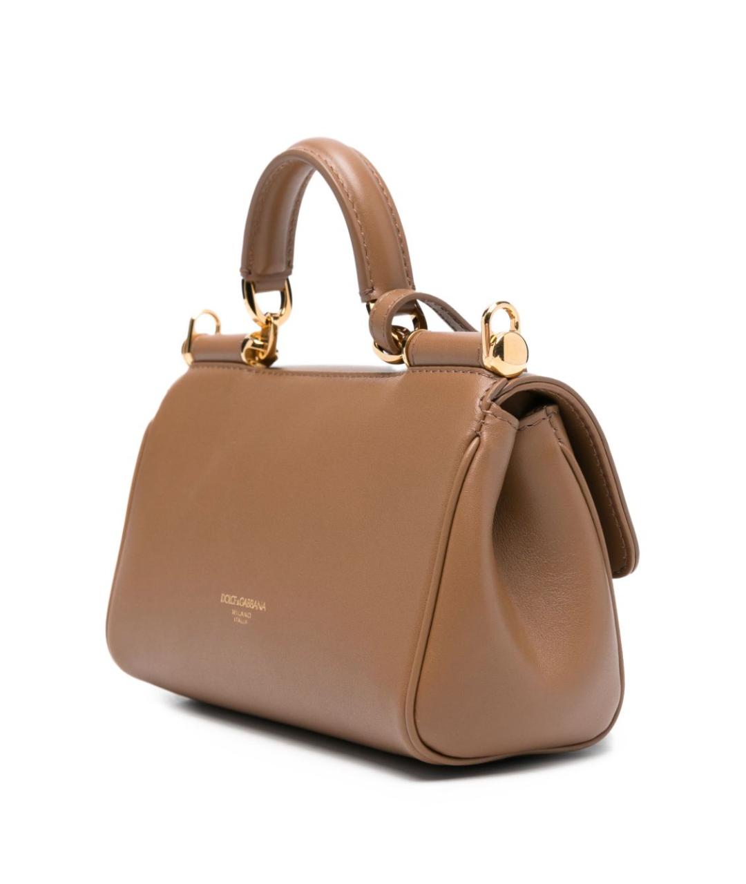 DOLCE&GABBANA Коричневая кожаная сумка тоут, фото 5