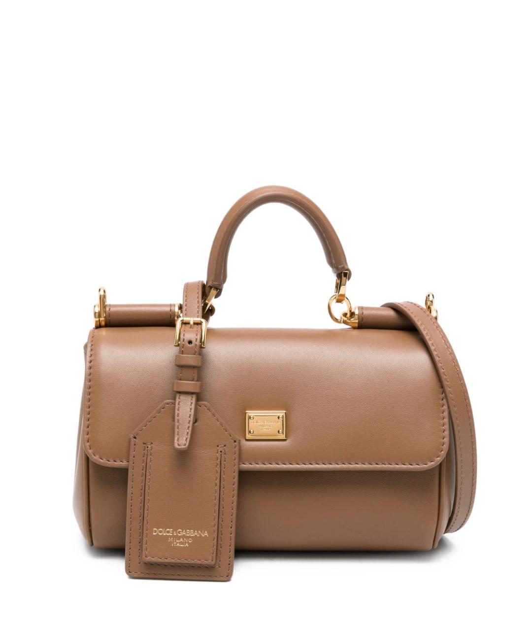 DOLCE&GABBANA Коричневая кожаная сумка тоут, фото 1