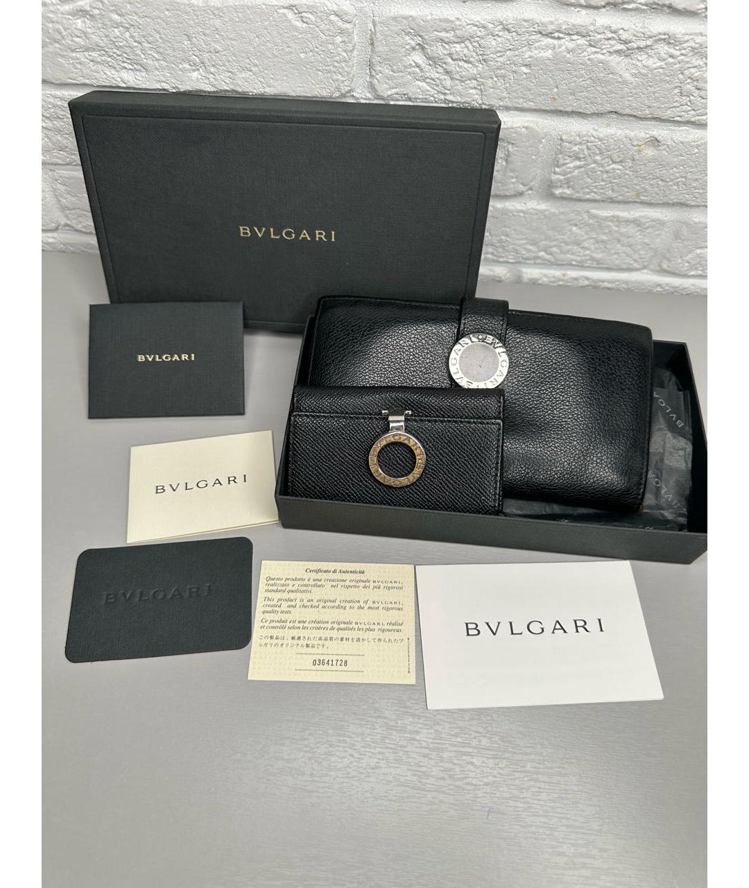 BVLGARI Черный кожаный кошелек, фото 2
