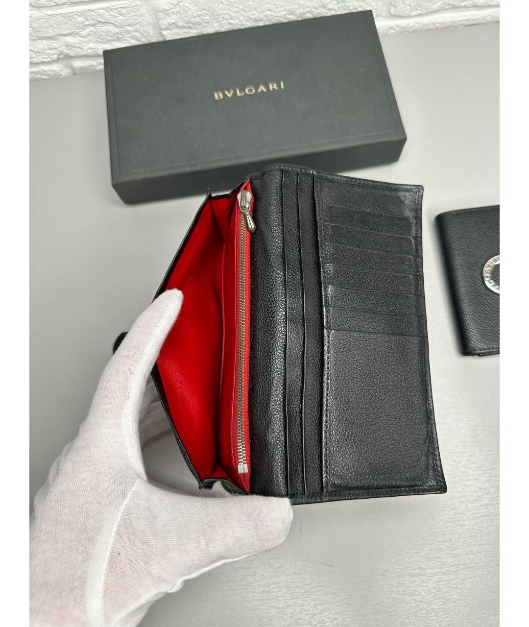 BVLGARI Черный кожаный кошелек, фото 4
