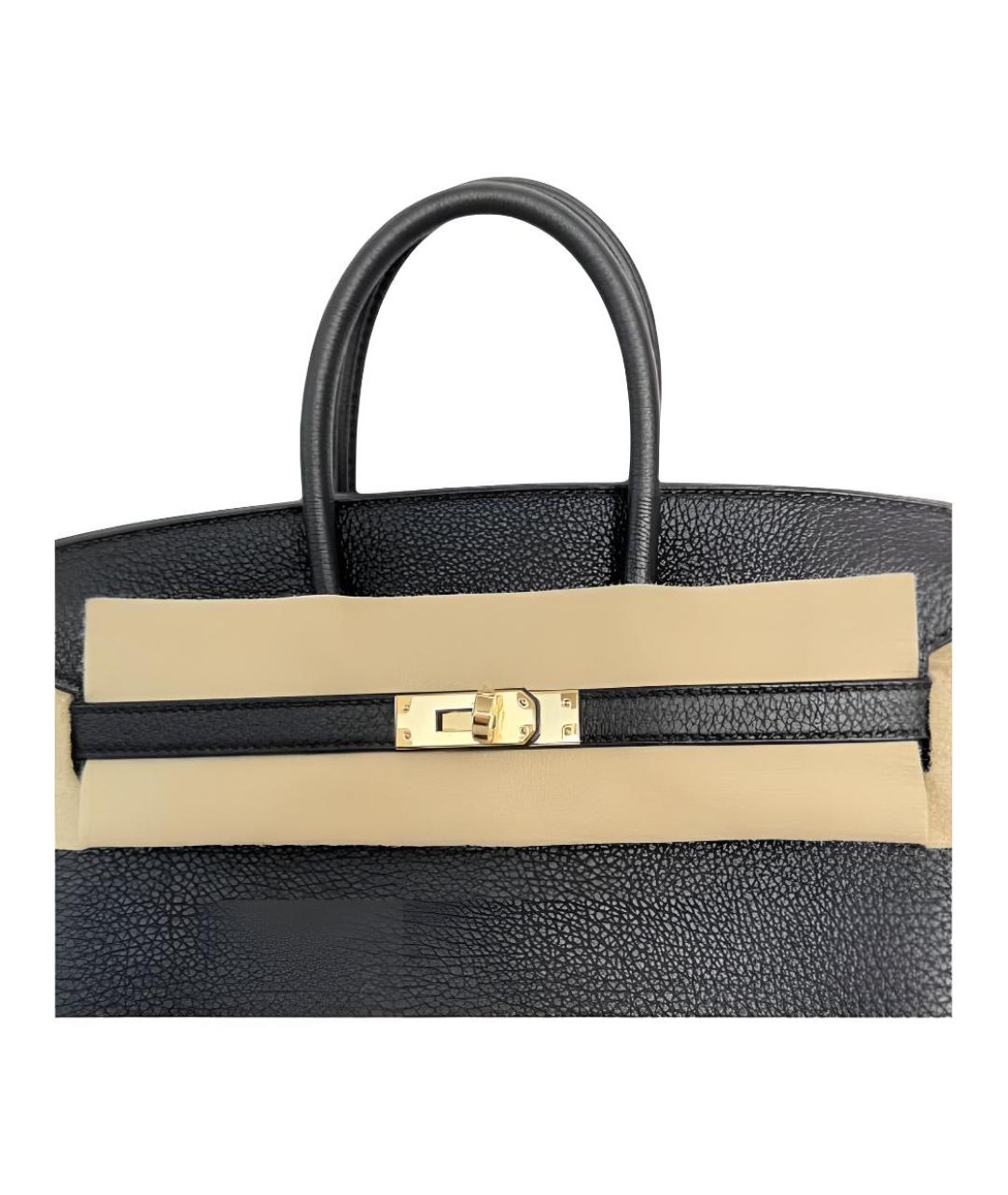 HERMES Черная кожаная сумка с короткими ручками, фото 5