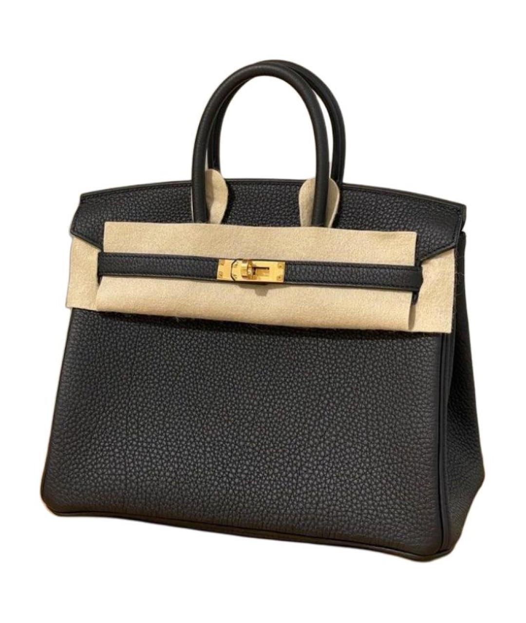 HERMES Черная кожаная сумка с короткими ручками, фото 4