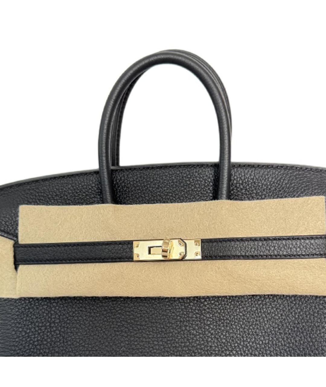 HERMES Черная кожаная сумка с короткими ручками, фото 2