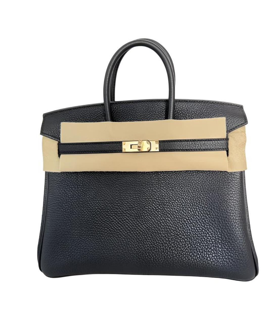 HERMES Черная кожаная сумка с короткими ручками, фото 1