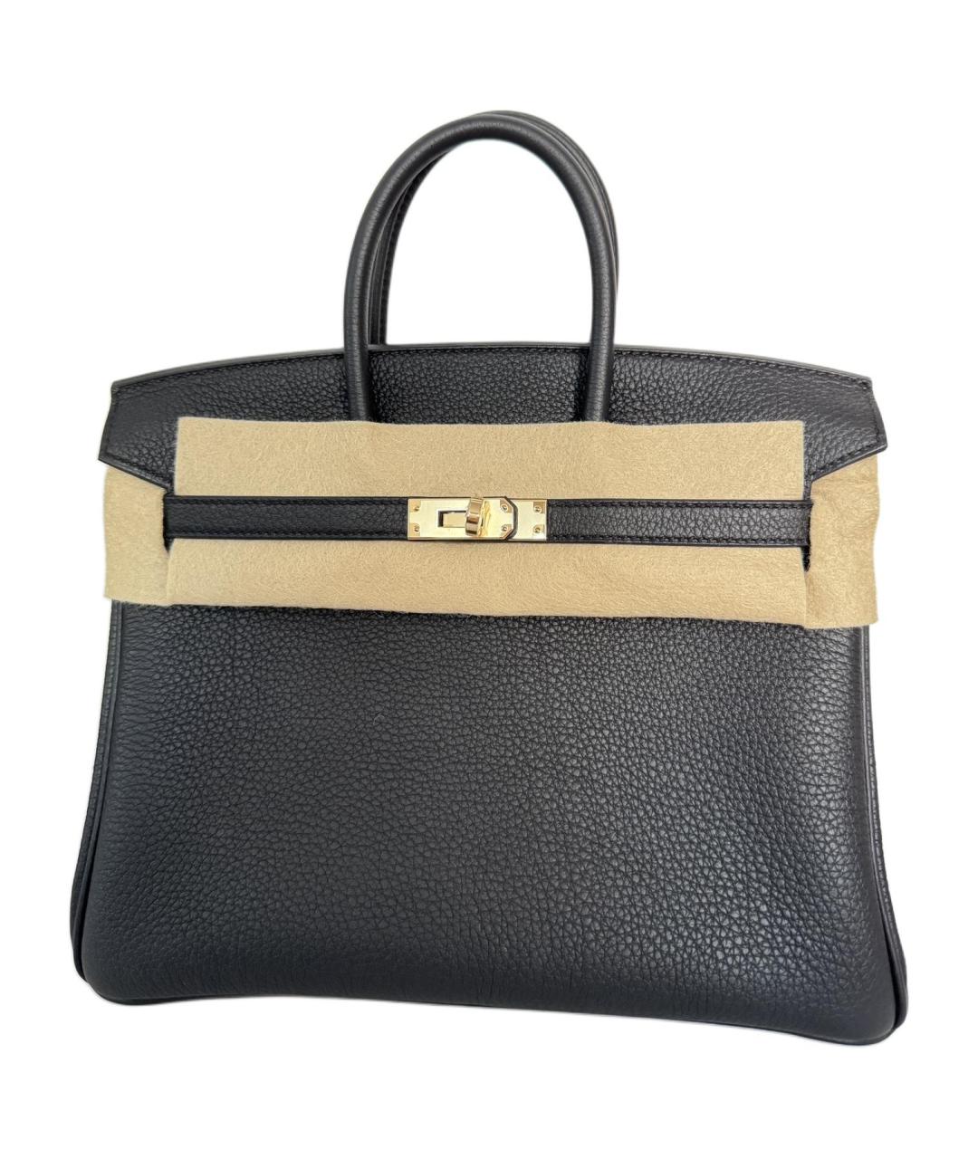 HERMES Черная кожаная сумка с короткими ручками, фото 3
