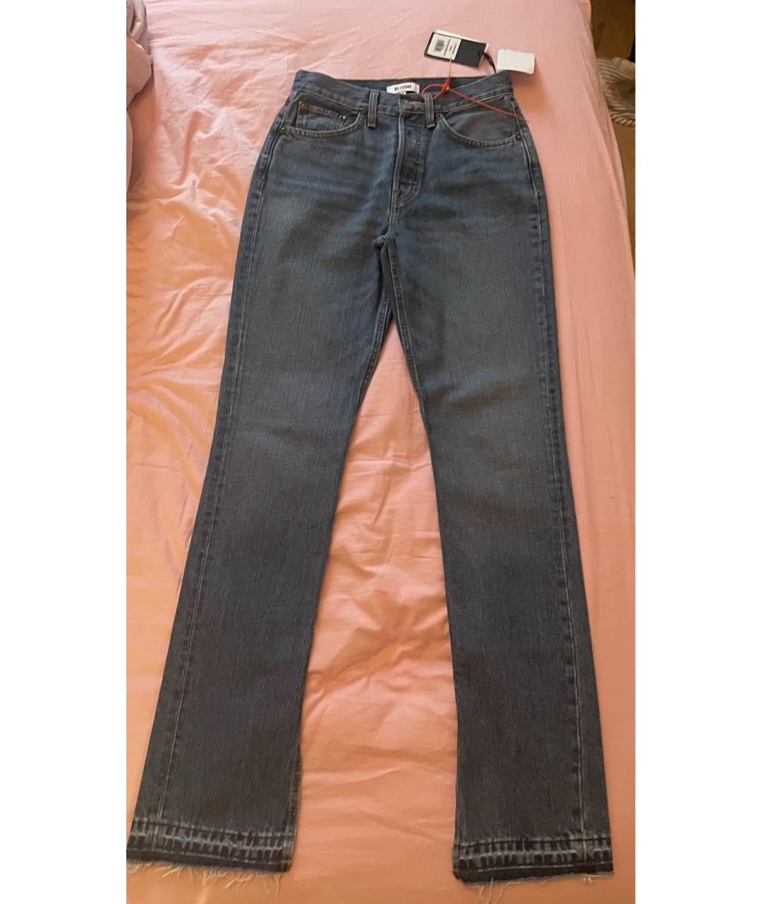RE/DONE Синие хлопковые джинсы слим, фото 6