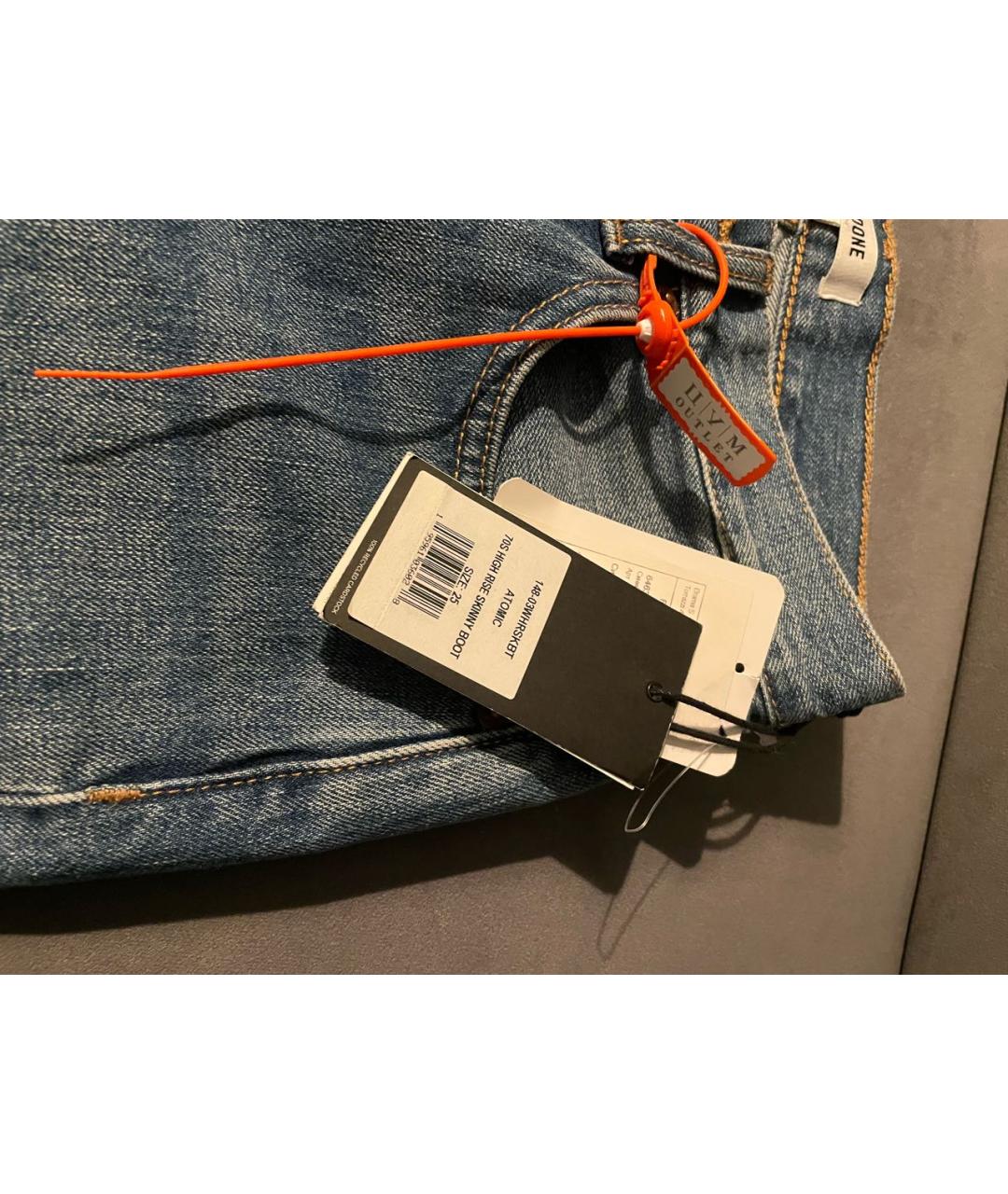 RE/DONE Синие хлопковые джинсы слим, фото 5