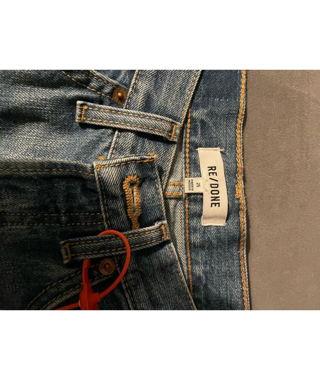 RE/DONE Синие хлопковые джинсы слим, фото 4