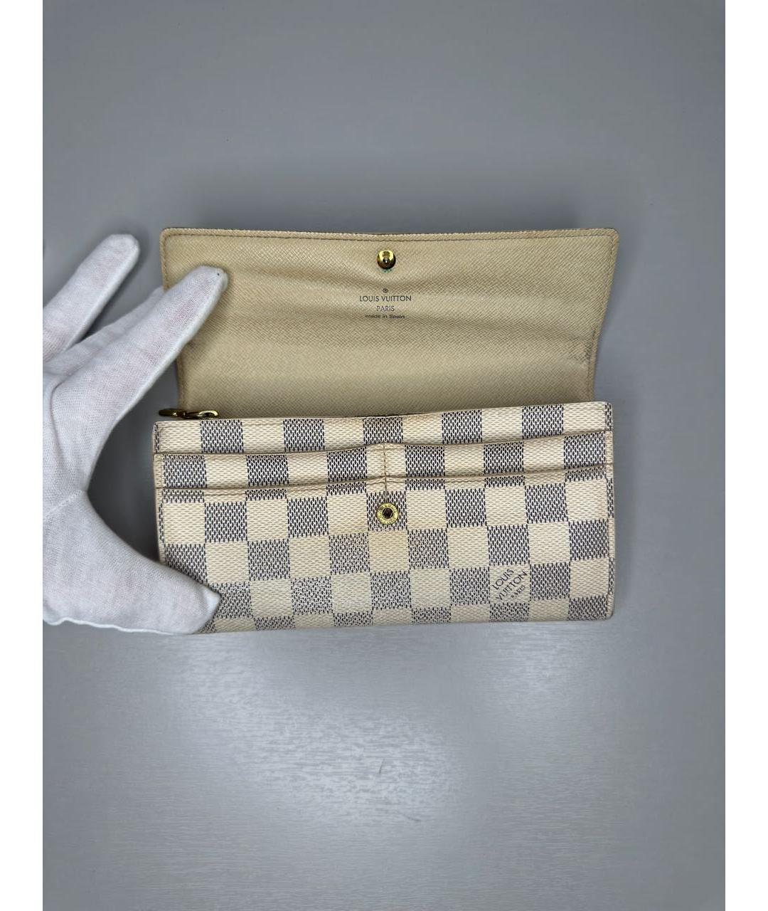 LOUIS VUITTON Бежевый кожаный кошелек, фото 3