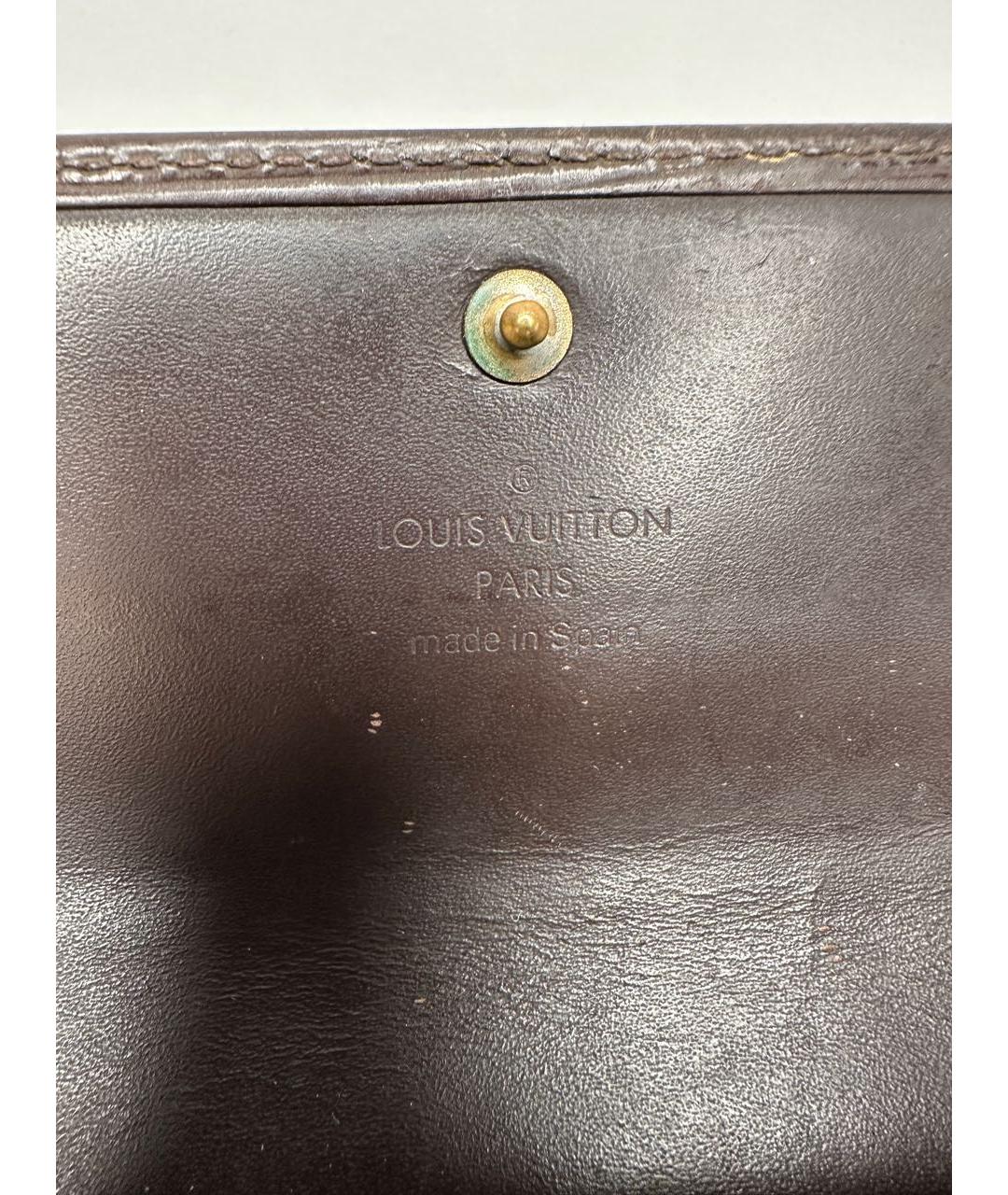 LOUIS VUITTON Коричневый кожаный кошелек, фото 6