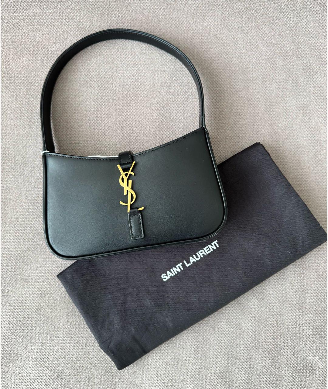 SAINT LAURENT Черная кожаная сумка с короткими ручками, фото 8