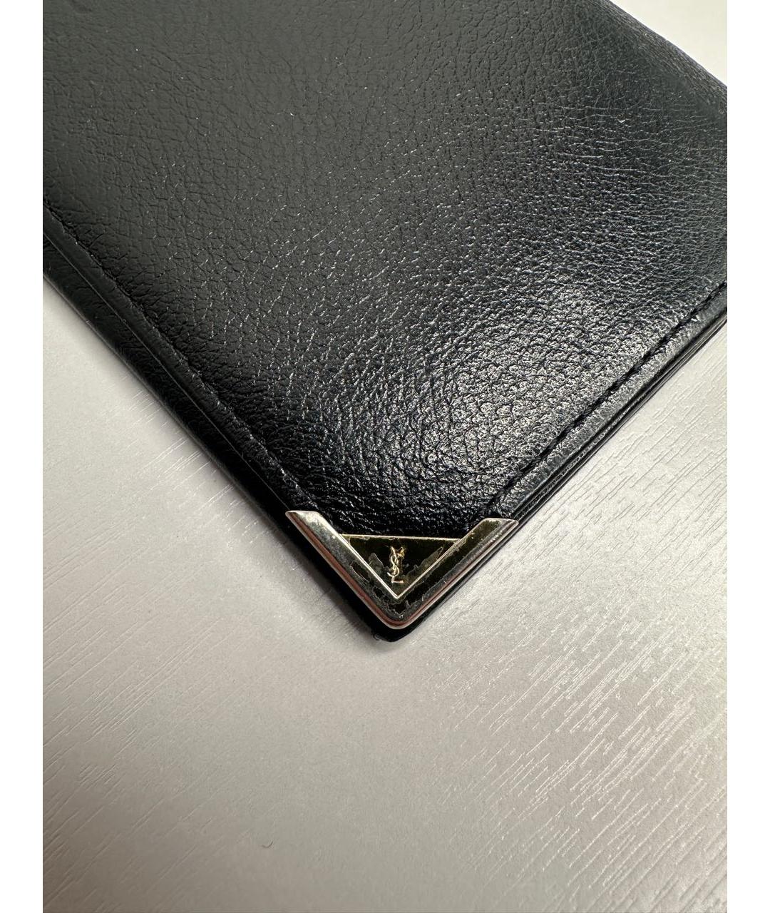 SAINT LAURENT Черный кожаный кошелек, фото 3