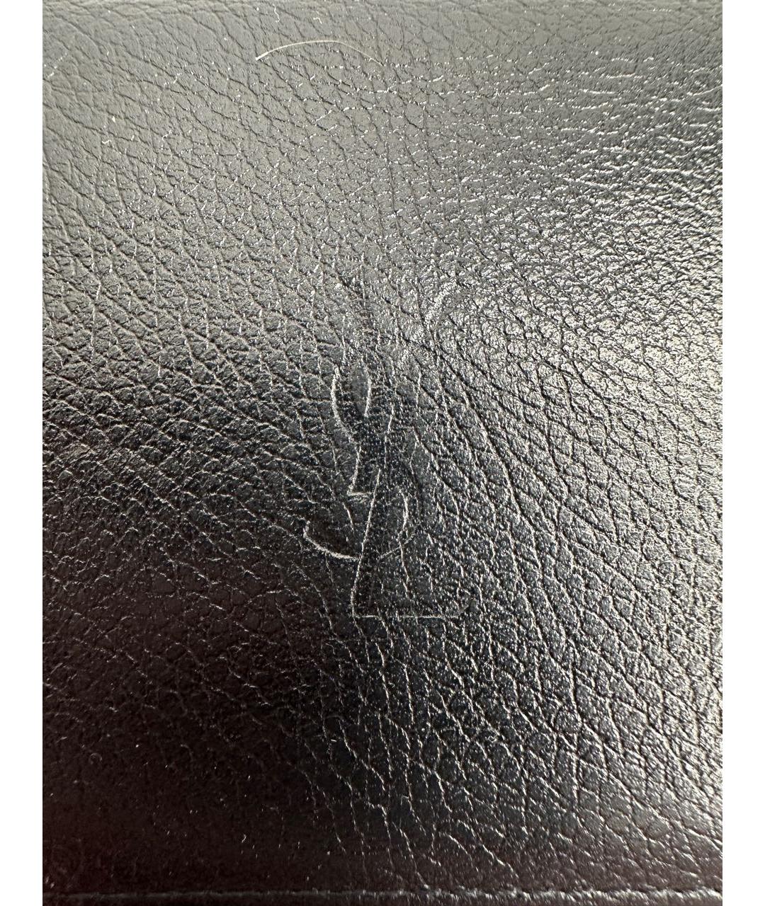 SAINT LAURENT Черный кожаный кошелек, фото 2