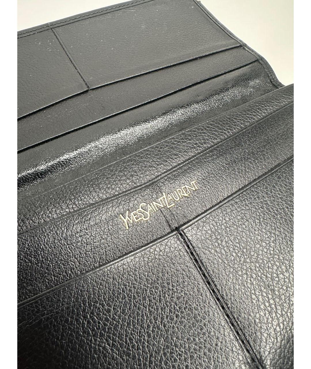 SAINT LAURENT Черный кожаный кошелек, фото 8