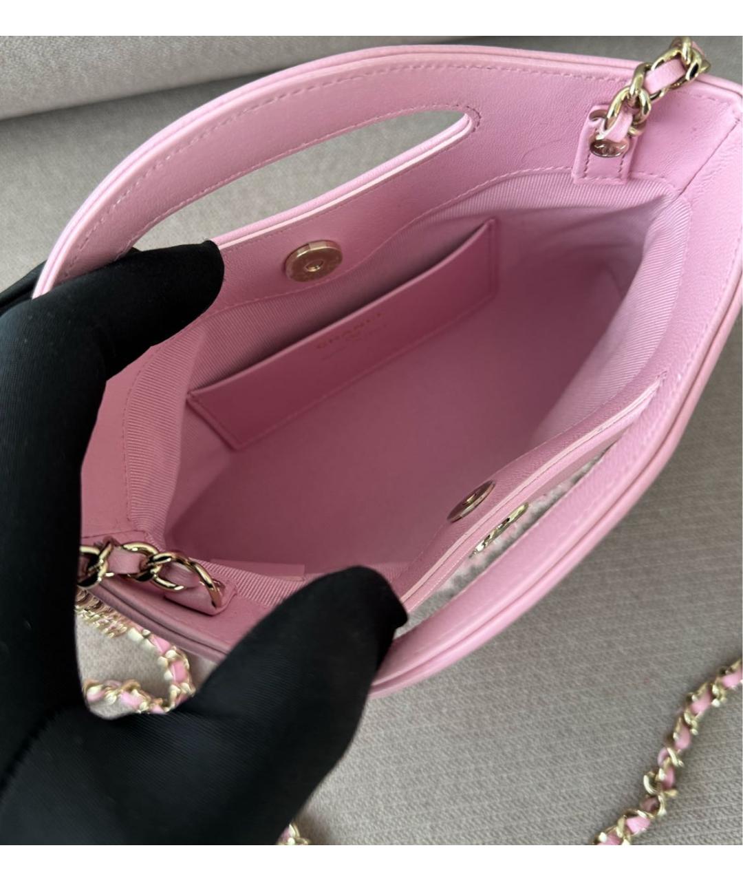 CHANEL Розовая кожаная сумка через плечо, фото 5