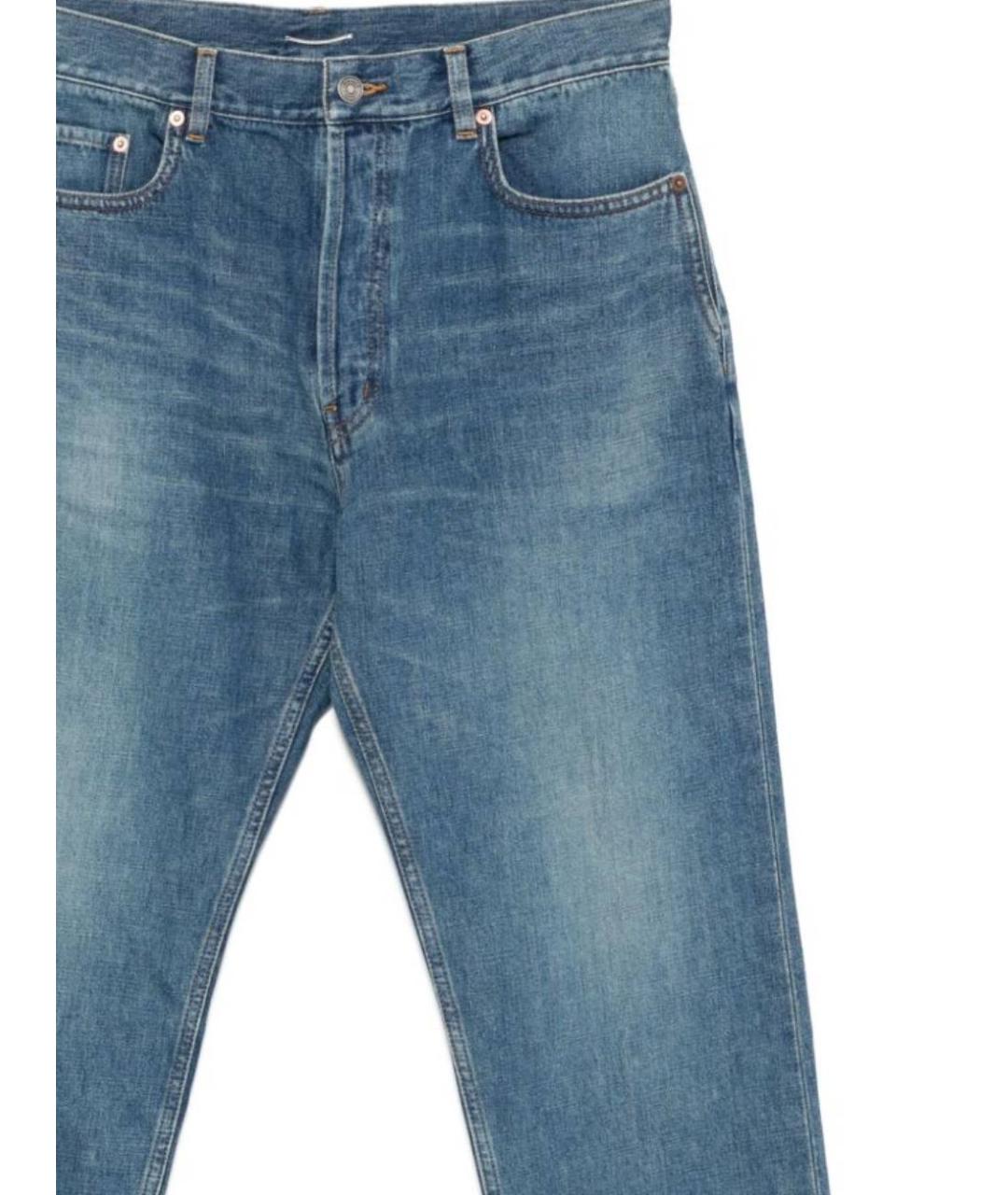 SAINT LAURENT Голубые хлопковые прямые джинсы, фото 2