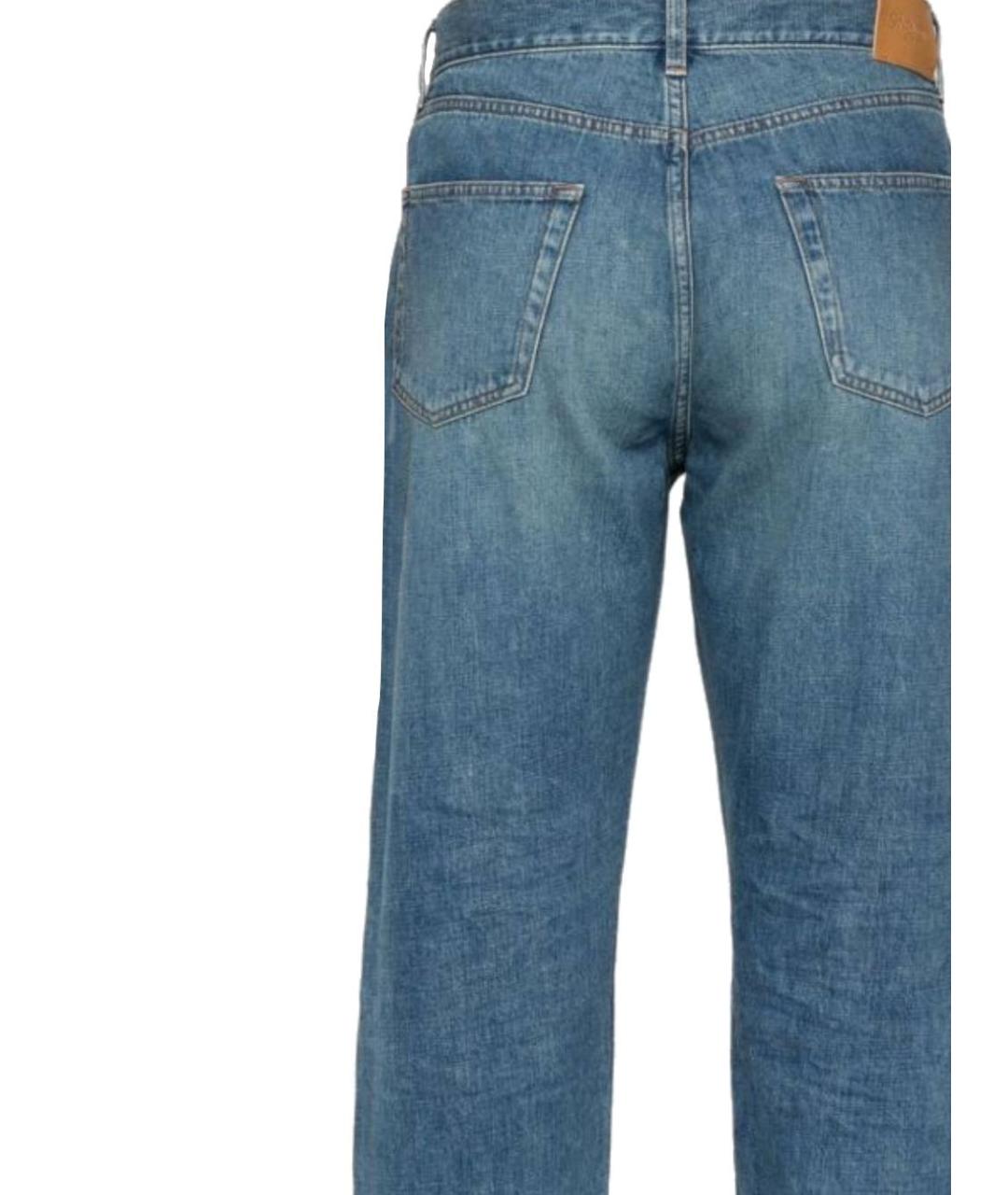 SAINT LAURENT Голубые хлопковые прямые джинсы, фото 3