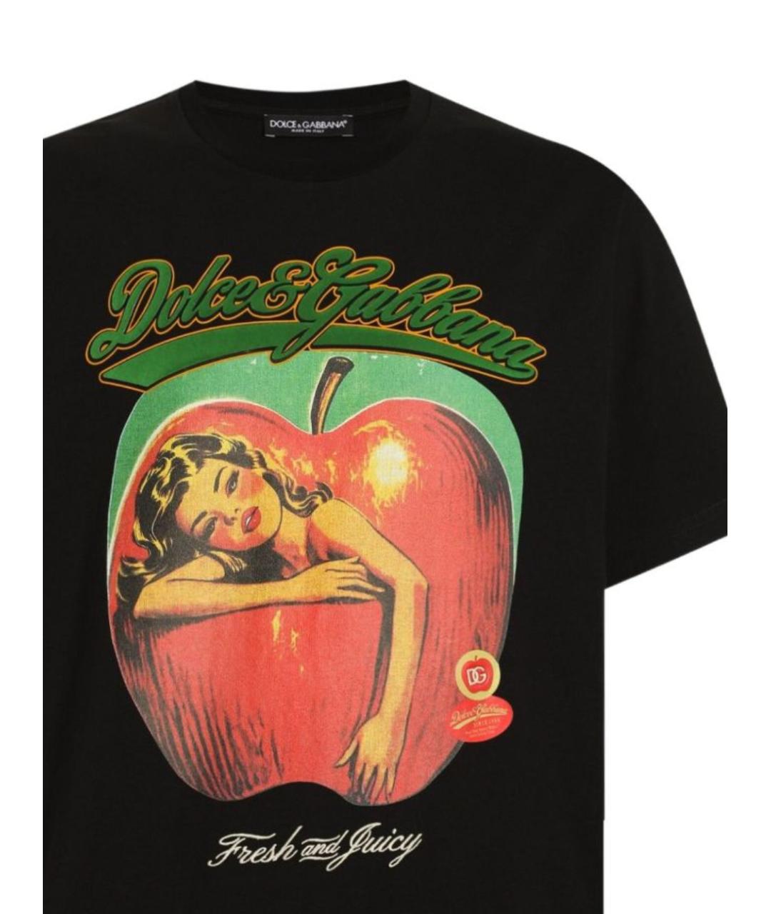 DOLCE&GABBANA Черная хлопковая футболка, фото 2