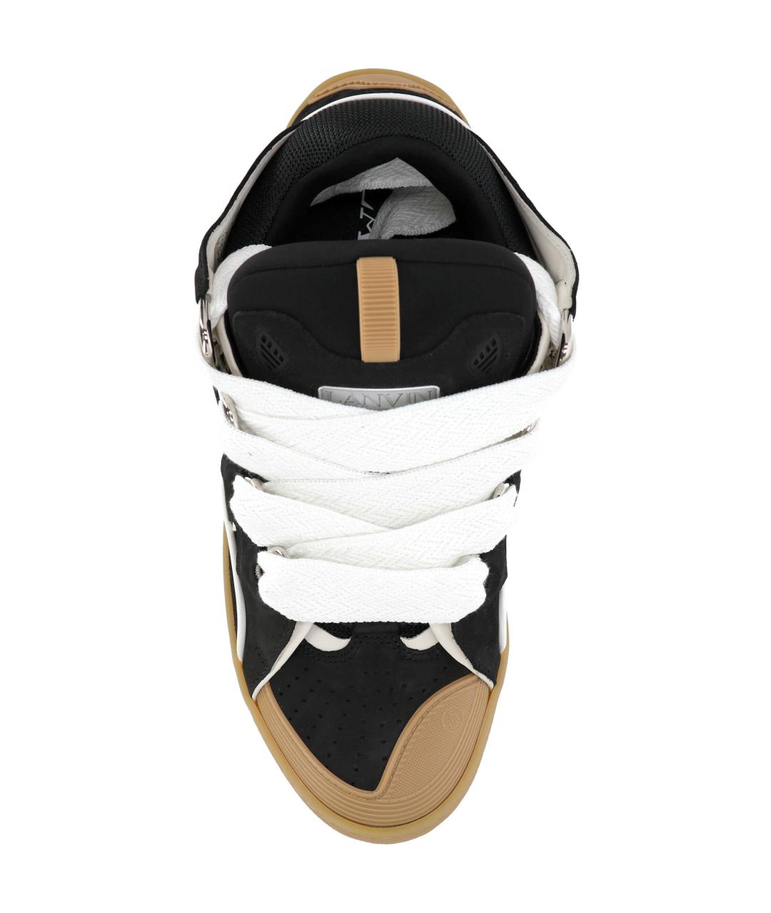 LANVIN Черные замшевые низкие кроссовки / кеды, фото 4